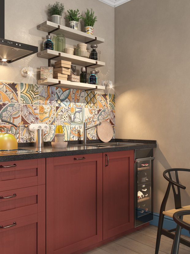 Фотография: Кухня и столовая в стиле Современный, Эклектика, Квартира, Проект недели, Санкт-Петербург, Cubiq Studio, Монолитный дом, 1 комната, 40-60 метров, ЖК «Николаевский Ансамбль» – фото на INMYROOM