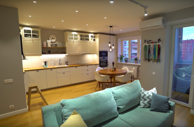 Фотография: Кухня и столовая в стиле Скандинавский, Детская, Спальня, Гардеробная, Ремонт на практике, 3 комнаты – фото на INMYROOM