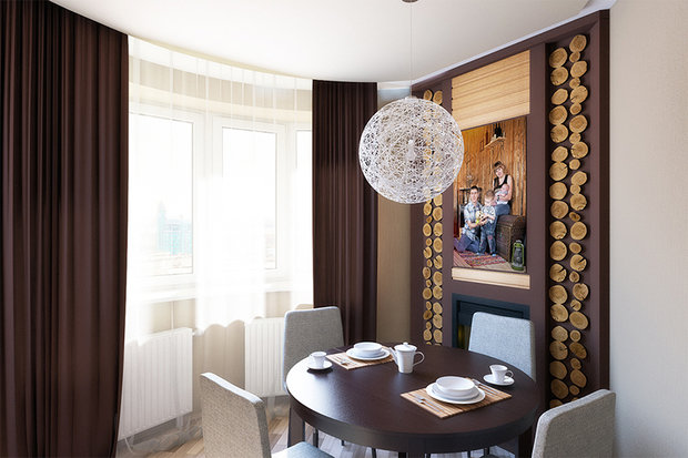 Фото из портфолио Теплая гостиная с камином, г. Сургут, ЖК "Европейский" – фотографии дизайна интерьеров на INMYROOM