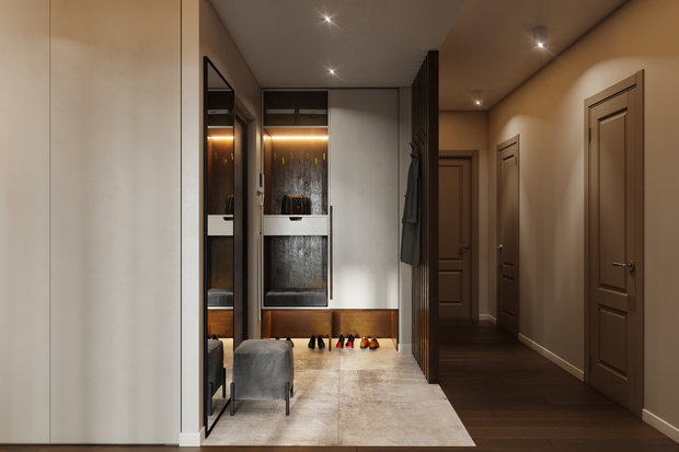 Фотография: Прихожая в стиле Современный, Квартира, Проект недели, Москва, 4 и больше, 60-90 метров, Более 90 метров, Levitorria, Полина Тимонич – фото на INMYROOM