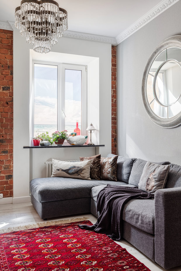 Фотография: Гостиная в стиле Скандинавский, Эклектика, Квартира, Проект недели, Санкт-Петербург, 3 комнаты, Более 90 метров, Анна Плакунова – фото на INMYROOM