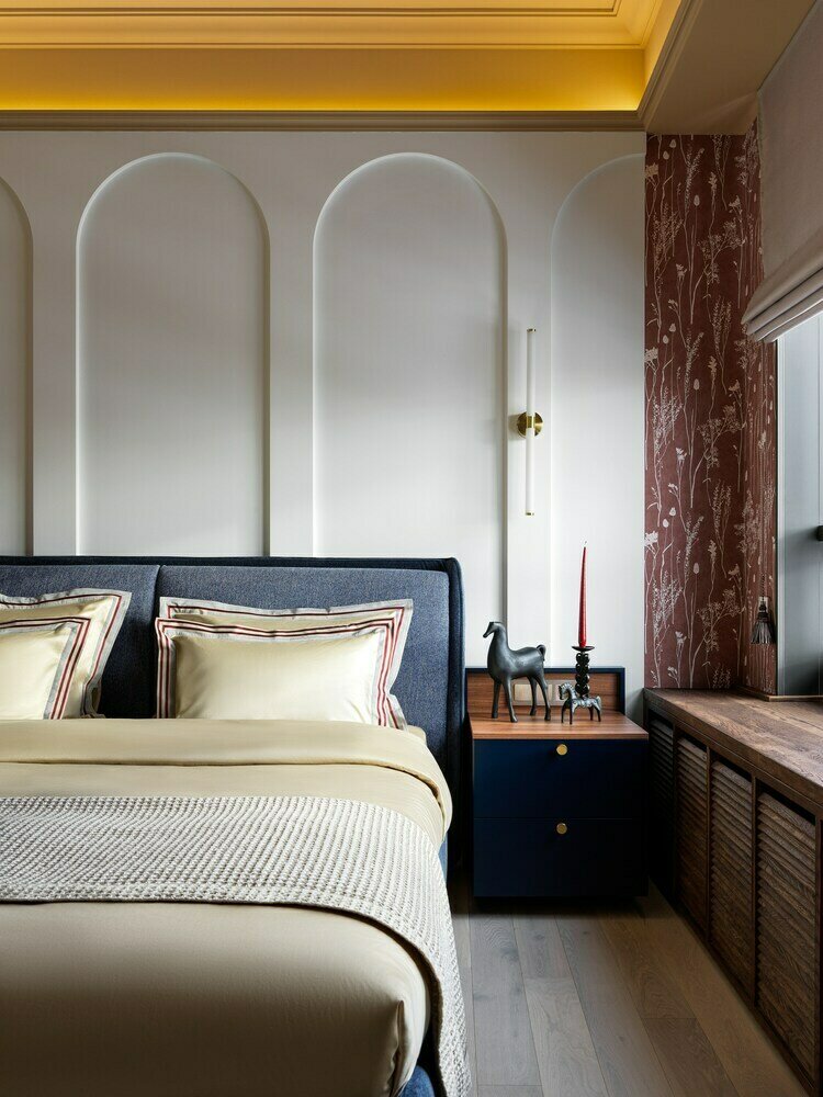 Фотография: Спальня в стиле Современный, Эклектика, Квартира, Проект недели, Москва, 3 комнаты, Более 90 метров, Miklashevskaia Interior, Анна Миклашевская – фото на INMYROOM