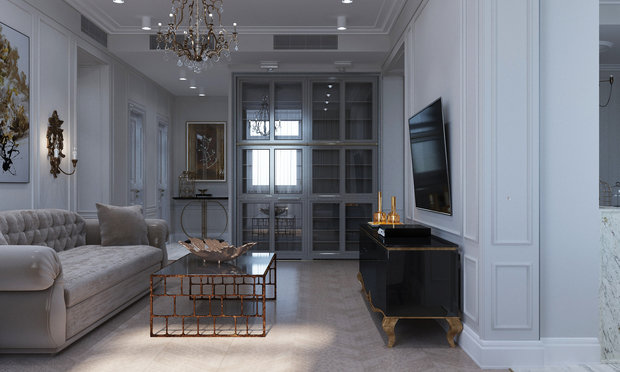 Фото из портфолио Квартира - современная классика 135 кв. Гостинная – фотографии дизайна интерьеров на INMYROOM