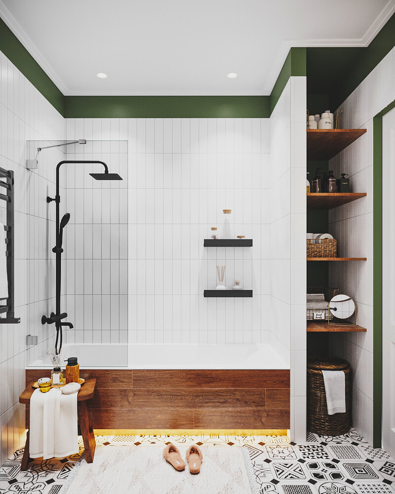 Чтобы подчеркнуть молодой дух и возраст заказчиков, дизайнеры положили на пол плитку с узором, ее как будто расписывали вручную: это отсылка к многочисленным росписям вручную в кафе и барах на острове Бали.