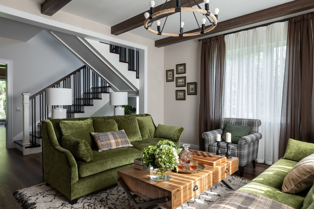 Фотография: Гостиная в стиле Прованс и Кантри, Классический, Дом, Проект недели, Нахабино, 4 и больше, Более 90 метров, Вера Шеверденок, Roomba Interior – фото на INMYROOM