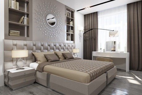 Спальня в нежных бежевых тонах