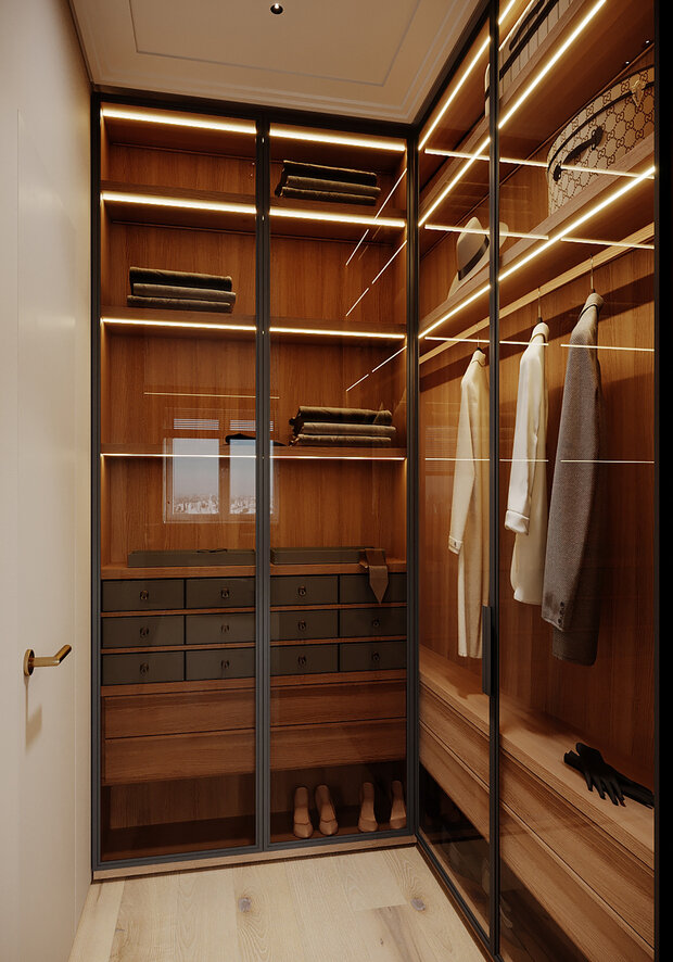 Фотография: Гардеробная в стиле Современный, Квартира, Проект недели, Москва, 3 комнаты, 60-90 метров, Buro DA, Анастасия Калинина, Дарья Митина – фото на INMYROOM