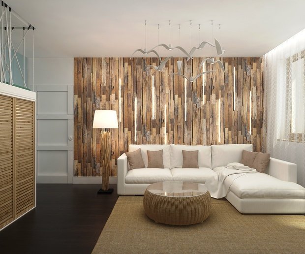 Фотография: Гостиная в стиле Эко, Прованс и Кантри, Скандинавский, Квартира, Проект недели, Москва, Виктория Золина, Zi-Design Interiors, Панельный дом, 2 комнаты, 40-60 метров, П-44ТМ – фото на INMYROOM