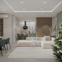 Визуализация интерьера кухни и столовой в современном стиле