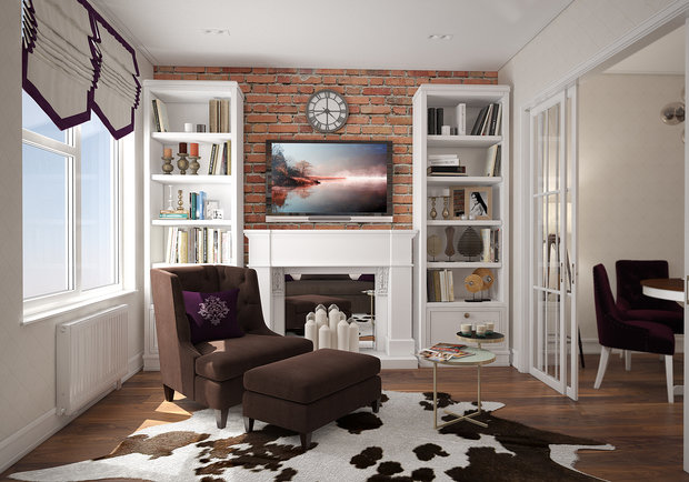 Фотография: Гостиная в стиле Прованс и Кантри, Лофт, Современный, Квартира, Проект недели, Москва, Студия 3.14, Тимур Абдрахманов, Ирина Леготкина, новостройка, Монолитный дом, 3 комнаты, 60-90 метров – фото на INMYROOM