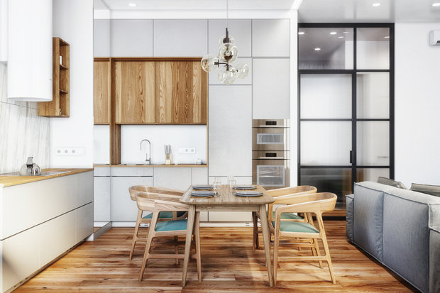 Фотография: Кухня и столовая в стиле Современный, Лофт, Квартира, Проект недели, Москва, Эко, 2 комнаты, 60-90 метров – фото на INMYROOM