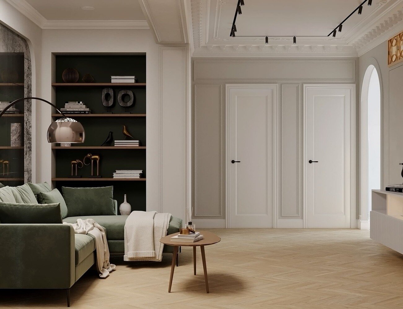 Фотография: Гостиная в стиле Классический, Современный, Минимализм, Квартира, Проект недели, Санкт-Петербург, Кирпичный дом, 4 и больше, 60-90 метров, Студия дизайна Максимаджи – фото на INMYROOM