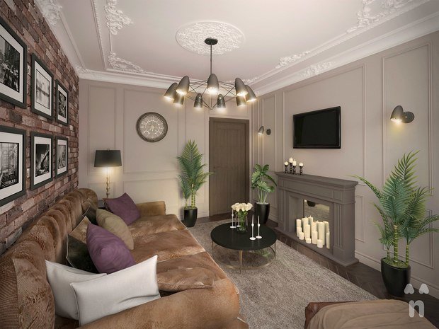 Фото из портфолио гостиная "Лофтовая классика" – фотографии дизайна интерьеров на INMYROOM