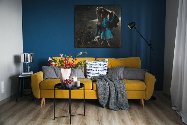 Фотография: Гостиная в стиле Скандинавский, Современный, Квартира, Проект недели, Санкт-Петербург, Панельный дом, 2 комнаты, 40-60 метров, Анастасия Заркуа – фото на INMYROOM