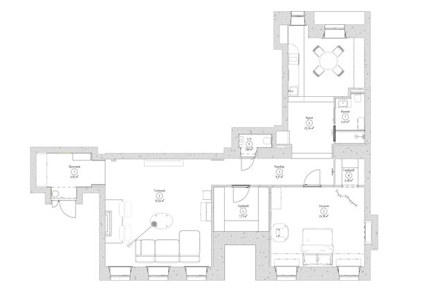 Фотография: Планировки в стиле , Квартира, Проект дня, Санкт-Петербург, Кирпичный дом, 2 комнаты, Более 90 метров, Эксклюзивные проекты, Мария Онучина, Иван Миняев, эклектика с элементами винтажа – фото на INMYROOM