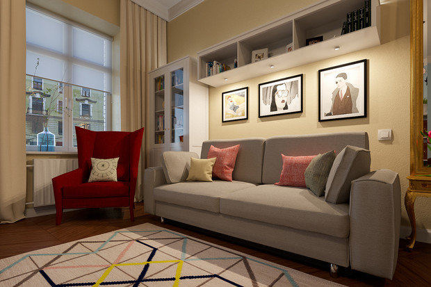 Фотография: Гостиная в стиле Прованс и Кантри, Спальня, Классический, Современный, Эклектика, Квартира, Россия, Проект недели, Санкт-Петербург, ИКЕА, перепланировка однокомнатной квартиры, перепланировка однушки в санкт-петербурге, Олеся Малицкая, Сергей Малицкий, Студия Малицких, Paul X. Johnson, Design House Stockholm, Work, дизайн однушки, зонирование однушки – фото на INMYROOM