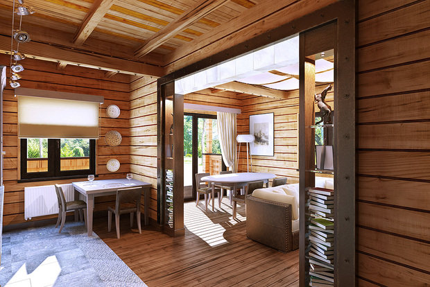 Фото из портфолио Интерьер и оформление фасада деревянного дома на Сколковском шоссе – фотографии дизайна интерьеров на INMYROOM