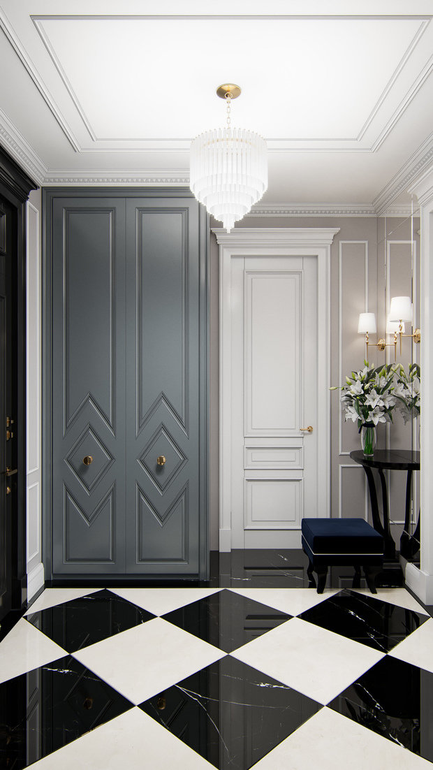 Фотография: Прихожая в стиле Классический, Современный, Квартира, Москва, Монолитный дом, 3 комнаты, Более 90 метров, #эксклюзивныепроекты, True interior – фото на INMYROOM