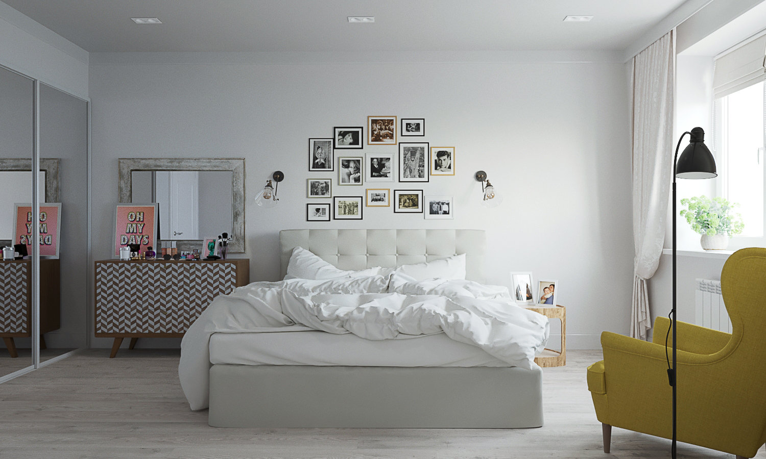 Фотография: Спальня в стиле Скандинавский, Квартира, Проект недели, Екатеринбург, Монолитный дом, Юлия Калеми, 3 комнаты, 60-90 метров – фото на INMYROOM