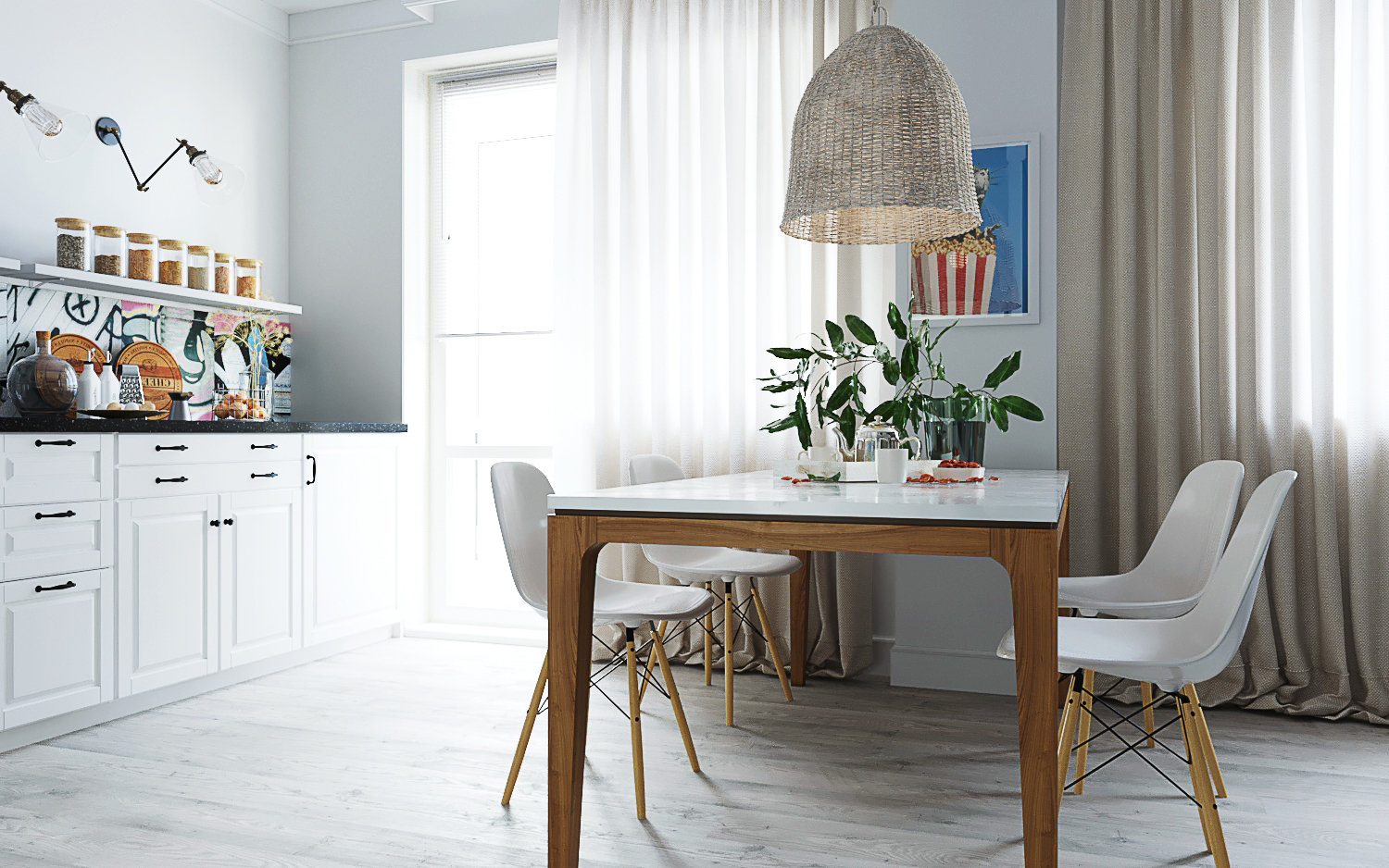 Фотография: Кухня и столовая в стиле Скандинавский, Квартира, Проект недели, Екатеринбург, Монолитный дом, Юлия Калеми, 3 комнаты, 60-90 метров – фото на INMYROOM