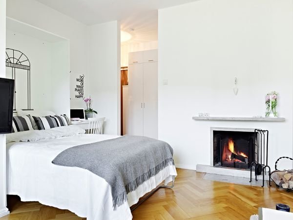 Фотография: Спальня в стиле Скандинавский, Малогабаритная квартира, Квартира, Дома и квартиры, Минимализм – фото на INMYROOM