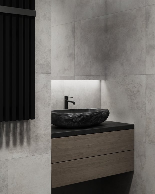 Визуализация интерьера ванной комнаты в стиле минимализм
