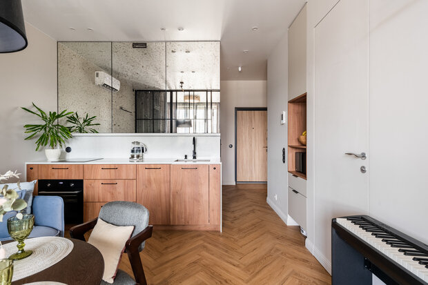 Фотография: Кухня и столовая в стиле Современный, Минимализм, Квартира, Проект недели, Москва, Buro Brainstorm, 40-60 метров – фото на INMYROOM