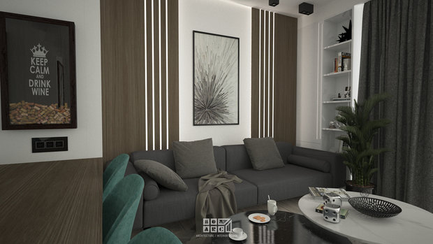 Фото из портфолио Интерьер Гостиной и Коридора на 32 кв.м. для Молодой Семьи в Тбилиси (Дизайнер- Ника Банетишвили) – фотографии дизайна интерьеров на INMYROOM