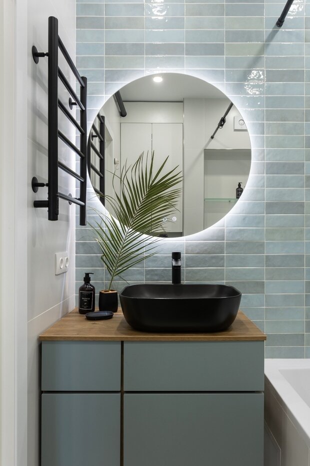 Фотография: Ванная в стиле Скандинавский, Современный, Эклектика, Квартира, Проект недели, Санкт-Петербург, Кирпичный дом, 2 комнаты, 60-90 метров, Levchenkova design, Яна Левченкова – фото на INMYROOM