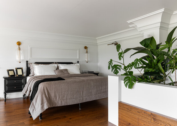 Фотография: Спальня в стиле Классический, Современный, Эклектика, Проект дня, Пентхаус, Москва, Раменское, 2 комнаты, 60-90 метров, Мариетта Мнацаканян – фото на INMYROOM