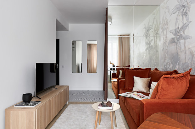 Фотография: Гостиная в стиле Современный, Квартира, Проект дня, Санкт-Петербург, Ульяна Скапцова, 2 комнаты, 40-60 метров – фото на INMYROOM