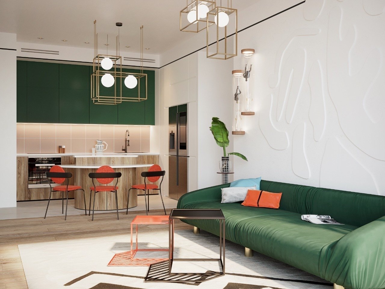 Фотография: Гостиная в стиле Современный, Эклектика, Квартира, Проект недели, Estima, Монолитный дом, Дарья Василькова, 3 комнаты, 60-90 метров, Art Group – фото на INMYROOM