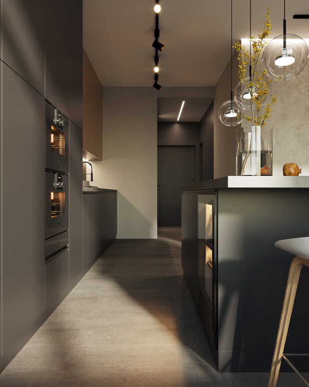 Фото из портфолио Тёмный минимализм – фотографии дизайна интерьеров на INMYROOM