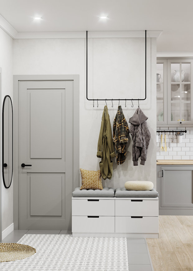 Фотография: Прихожая в стиле Скандинавский, Гостиная, Квартира, Проект недели, 1 комната, до 40 метров, Тольятти – фото на INMYROOM