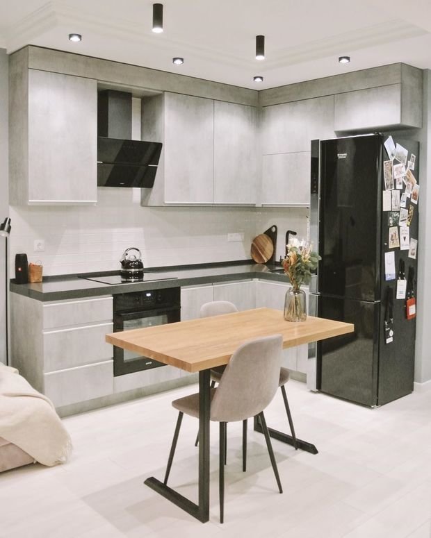 Фотография: Кухня и столовая в стиле Современный, Квартира, Проект недели, Панельный дом, 1 комната, 40-60 метров, Сбербанк, Некрасовка – фото на INMYROOM