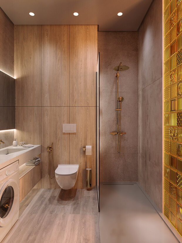 Фотография: Ванная в стиле Современный, Минимализм, Малогабаритная квартира, Квартира, Студия, Москва, Хрущевка, Кирпичный дом, до 40 метров, MARI GRI Interiors, Мари Гри – фото на INMYROOM