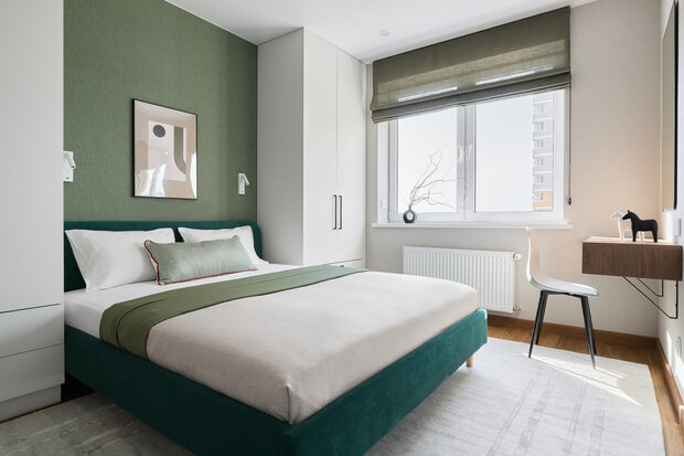 Фотография: Спальня в стиле Современный, Минимализм, Малогабаритная квартира, Квартира, Проект дня, Краснодар, 2 комнаты, до 40 метров, Анна Чернова – фото на INMYROOM