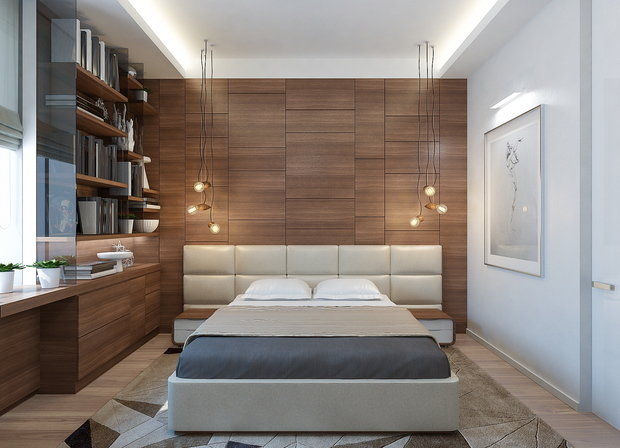 Фотография: Спальня в стиле Современный, Минимализм, Квартира, Проект недели, Москва, Монолитный дом, 3 комнаты, Более 90 метров, Lofting – фото на INMYROOM