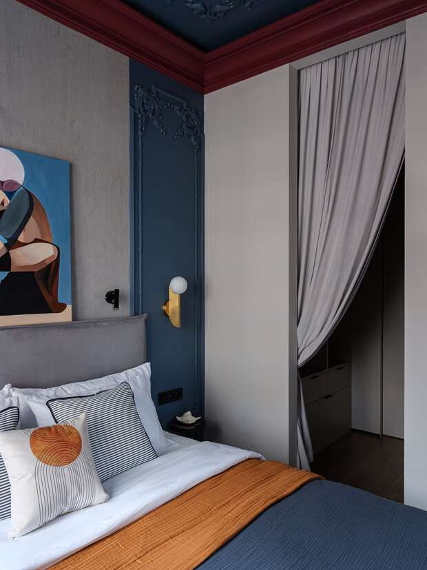 Фотография: Спальня в стиле Современный, Эклектика, Квартира, Проект дня, Москва, Монолитный дом, 2 комнаты, 40-60 метров, Мария Синельникова – фото на INMYROOM