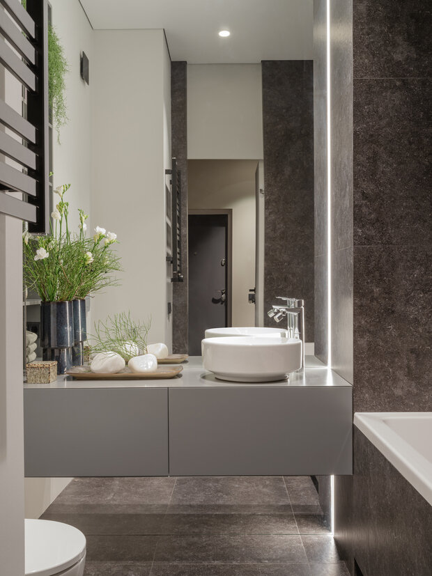 Фотография: Ванная в стиле Современный, Квартира, Проект недели, Москва, Монолитный дом, 3 комнаты, 60-90 метров, «По-другому» – фото на INMYROOM