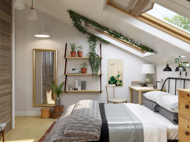 Фотография: Спальня в стиле Эко, Эклектика, Квартира, Проект недели, Красногорск, Московская область, 4 и больше, 60-90 метров, Маргарита Рассказова, КП «Этюд Фэмили Клаб» – фото на INMYROOM