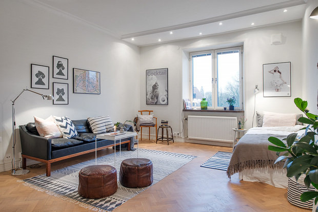 Фотография: Гостиная в стиле Скандинавский, Малогабаритная квартира, Квартира, Дома и квартиры – фото на INMYROOM