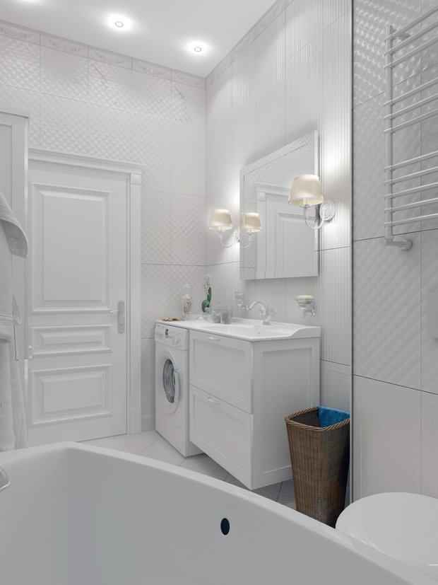 Фотография: Ванная в стиле Классический, Квартира, Проект недели, Москва, кухня-гостиная, новостройка, Елизавета Корешкова, Beau Interiors, гостиная в прихожей, Монолитный дом, 2 комнаты, 40-60 метров – фото на INMYROOM