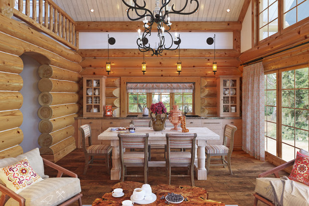 Фотография: Кухня и столовая в стиле Прованс и Кантри, Проект недели, Дача, Подмосковье, Юлия Соловьева, Более 90 метров – фото на INMYROOM