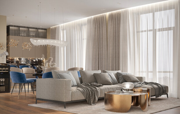 Фото из портфолио Дизайн интерьера квартиры в ЖК «Champine (Шампайн)» в стиле современная классика – фотографии дизайна интерьеров на INMYROOM