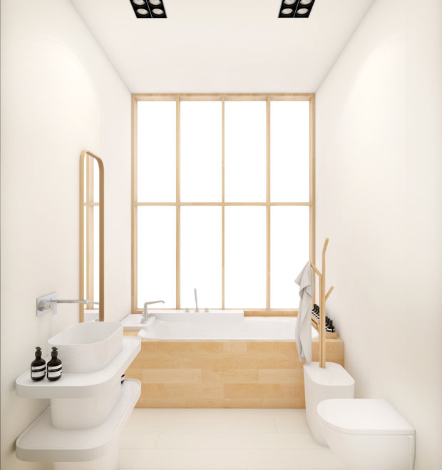 Фотография: Ванная в стиле Скандинавский, Современный, Восточный, Квартира, Дома и квартиры, Минимализм, Проект недели – фото на INMYROOM