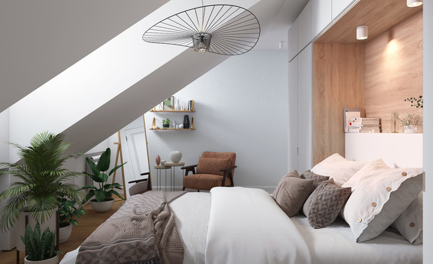 Фото из портфолио Трехкомнатная квартира на мансардном этаже. – фотографии дизайна интерьеров на INMYROOM