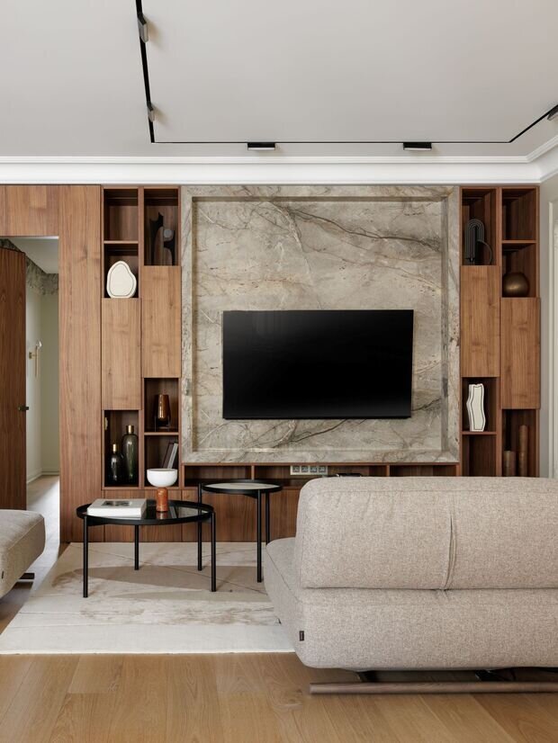 Фотография: Гостиная в стиле Классический, Современный, Квартира, Проект дня, Санкт-Петербург, 3 комнаты, Более 90 метров, Елена Лебедева – фото на INMYROOM