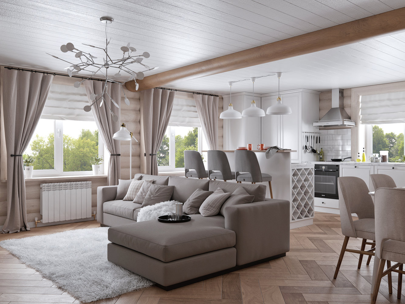 Фото из портфолио сканди гостинная в бревенчатом доме – фотографии дизайна интерьеров на INMYROOM Фото из портфолио сканди гостинная в бревенчатом доме – фотографии дизайна интерьеров на INMYROOM