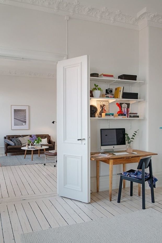 Фотография: Офис в стиле Скандинавский, Кабинет, Интерьер комнат – фото на INMYROOM